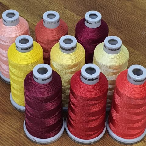 Madeira Polyneon 40 Yellows, Oranges, Pinks & Reds (Col 1-4)