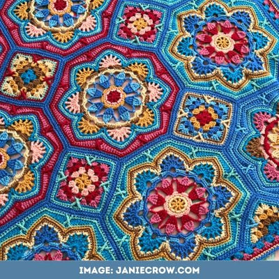 Marrakesh colourway for Persian Tiles blanket by Janie Crow