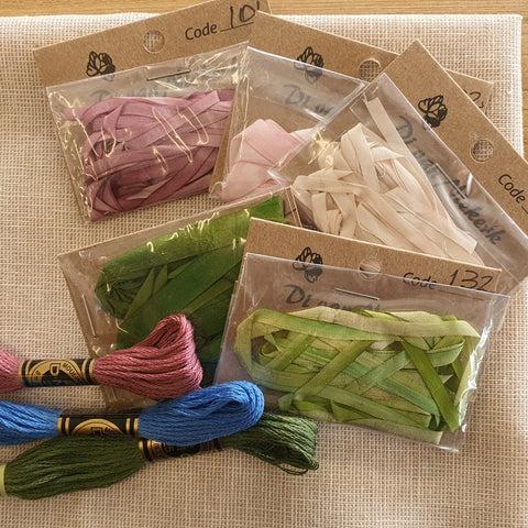 Heart or Wreath Silk Ribbon Embroidery Kit and Pattern