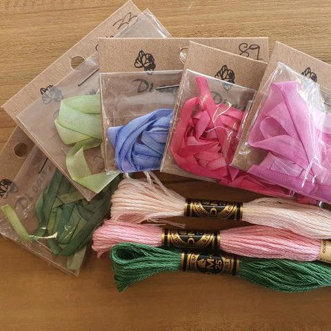 Heart or Wreath Silk Ribbon Embroidery Kit and Pattern