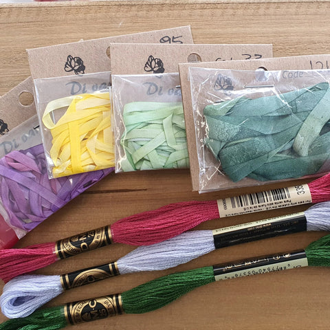 Heart or Wreath Silk Ribbon Embroidery Kit and Pattern