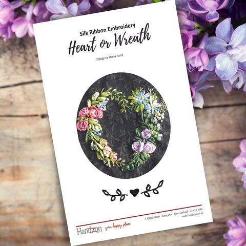 Heart or Wreath Silk Ribbon Embroidery Kit and Pattern