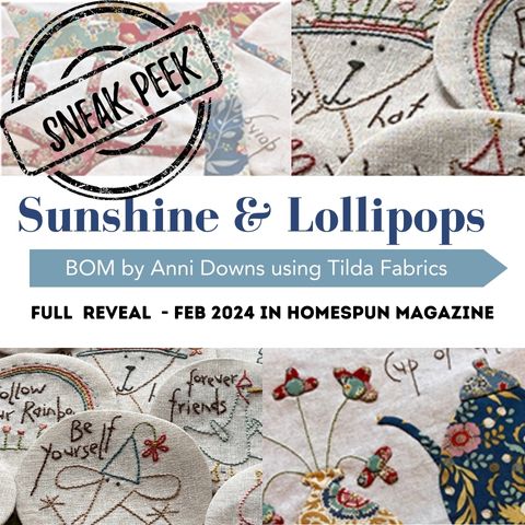 Sunshine and Lollipops materials and tools for Homespun Block of the Month