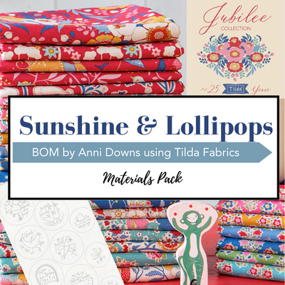 Sunshine and Lollipops materials and tools for Homespun Block of the Month