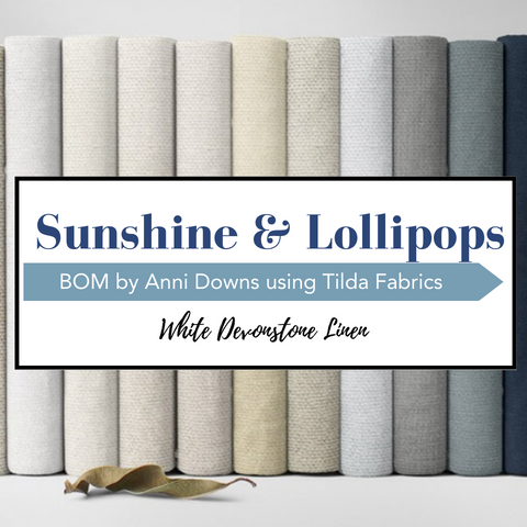 Sunshine and Lollipops materials and tools for Homespun Block of the Month