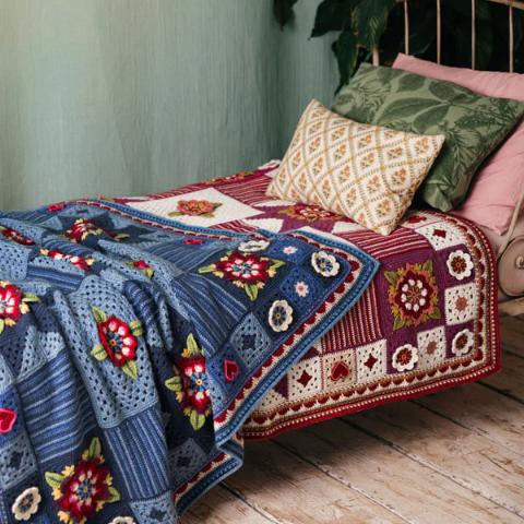 Janie Crow - Indigo and Crimson Creams Blankets