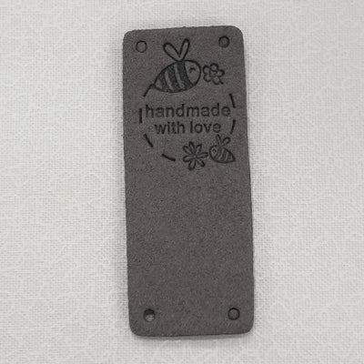 Leatherette Fold Over Labels - 'Handmade with Love'