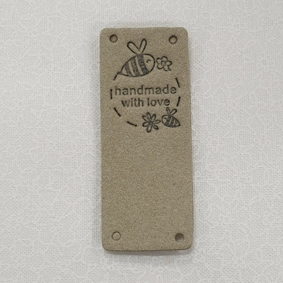 Leatherette Fold Over Labels - 'Handmade with Love'