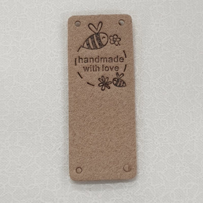 Leatherette Fold Over Labels - 'Handmade with Love'