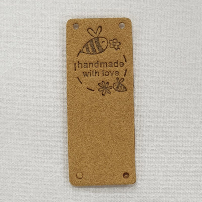 Leatherette Fold Over Labels - 'Handmade with Love'