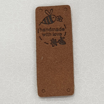 Leatherette Fold Over Labels - 'Handmade with Love'