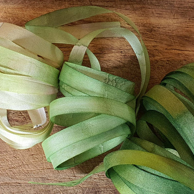 Dicraft Handpainted Silk Ribbon - Greens