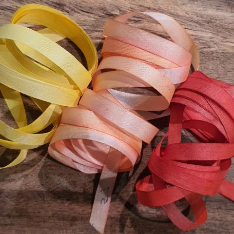 Dicraft Handpainted Silk Ribbons -Yellows, Oranges and Reds