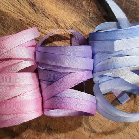 Dicraft Handpainted Silk Ribbons - Pinks, Purples and Blues