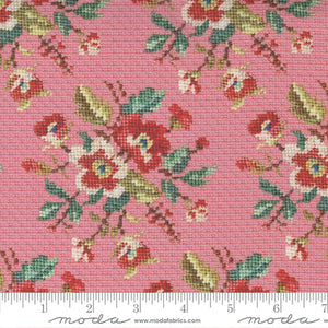 7402-12 Pink Floral Needlepoint - Petal