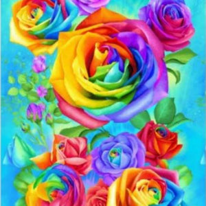 CD8946 Rainbow Rose Panel 60cm
