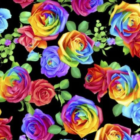 Rainbow Rose By Chong-a Hwang for Timeless Treasures