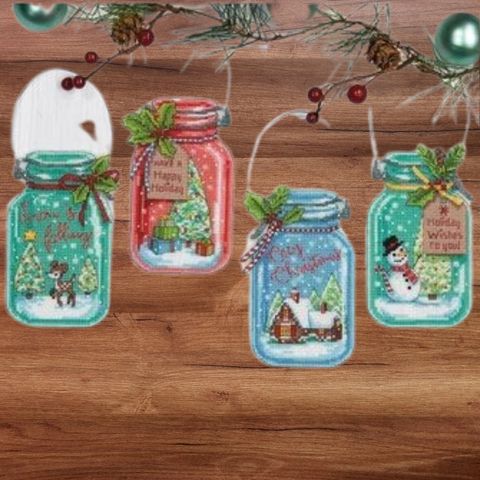 Dimensions Cross Stitch Kit - Christmas Jar Ornaments