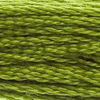 Close up of DMC stranded cotton shade 581 Grasshopper Green