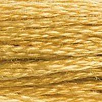 Close up of DMC stranded cotton shade 729 Honey Gold