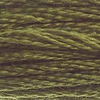 Close up of DMC stranded cotton shade 730 Khaki Green