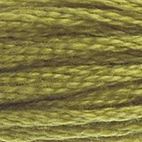 Close up of DMC stranded cotton shade 733 Golden Green