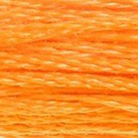 Close up of DMC stranded cotton shade 741 Tangerine Orange