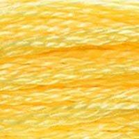 Close up of DMC stranded cotton shade 744 Grapefruit Yellow