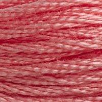 Close up of DMC stranded cotton shade 760 Grenadine Pink