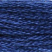 Close up of DMC stranded cotton shade 824 Ocean Blue