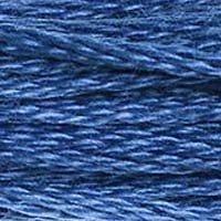 Close up of DMC stranded cotton shade 825 Sea Blue
