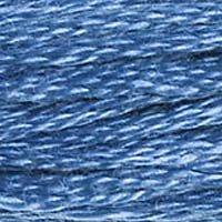 Close up of DMC stranded cotton shade 826 Medium Sea Blue