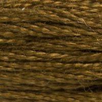 Close up of DMC stranded cotton shade 829 Dark Green Bronze