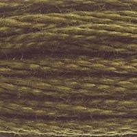 Close up of DMC stranded cotton shade 830 Green Oak Brown
