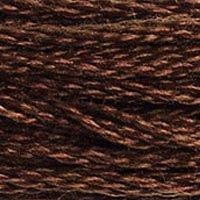 Close up of DMC stranded cotton shade 898 Teak Brown