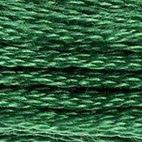 Close up of DMC stranded cotton shade 910 Dark Emerald Green
