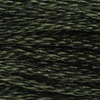 Close up of DMC stranded cotton shade 934 Algae Green