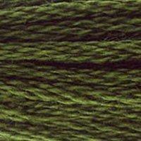 Close up of DMC stranded cotton shade 936 Oaktree Moss Green