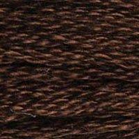Close up of DMC stranded cotton shade 938 Espresso Brown