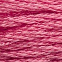 Close up of DMC stranded cotton shade 961 Dusty Rose