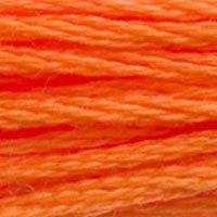 Close up of DMC stranded cotton shade 970 Bright Orange