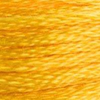 Close up of DMC stranded cotton shade 972 Curry Yellow