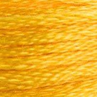 Close up of DMC stranded cotton shade 972 Curry Yellow
