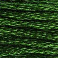 Close up of DMC stranded cotton shade 986 Dark Forest Green