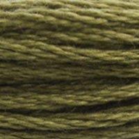 Close up of DMC stranded cotton shade 3011 Artichoke Green