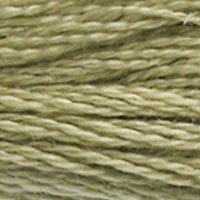 Close up of DMC stranded cotton shade 3013 Resin Green