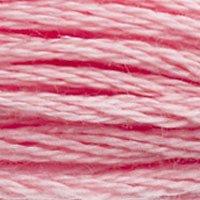Close up of DMC stranded cotton shade 3326 Wild Rose