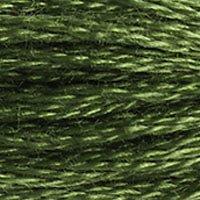 Close up of DMC stranded cotton shade 3346 Hunter Green