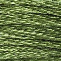 Close up of DMC stranded cotton shade 3347 Insect Green