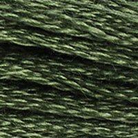 Close up of DMC stranded cotton shade 3362 Fig Tree Green